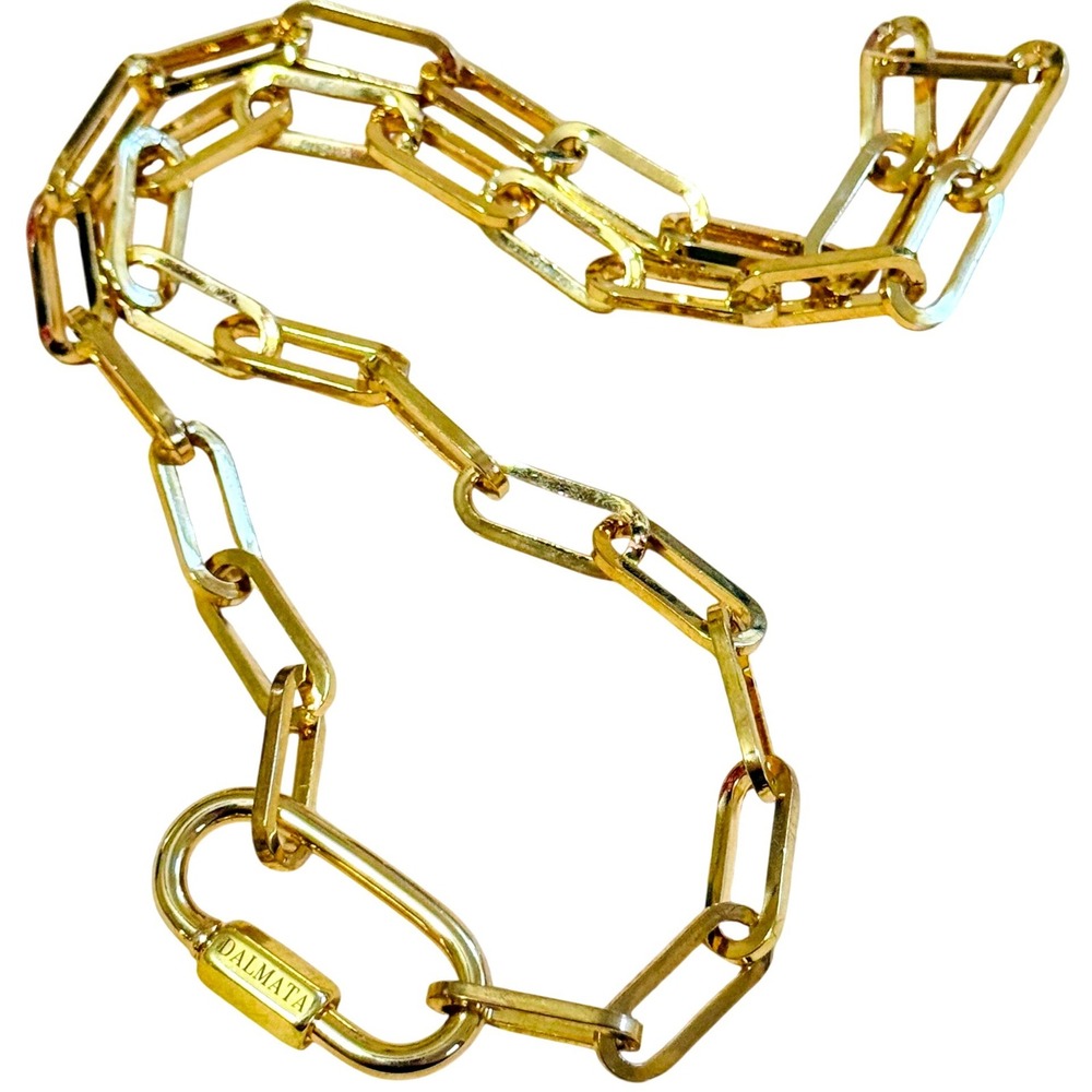 Dalmata D Paper‎ clip chain lock Necklace gold plated Gothic Punk collar MOD 19"